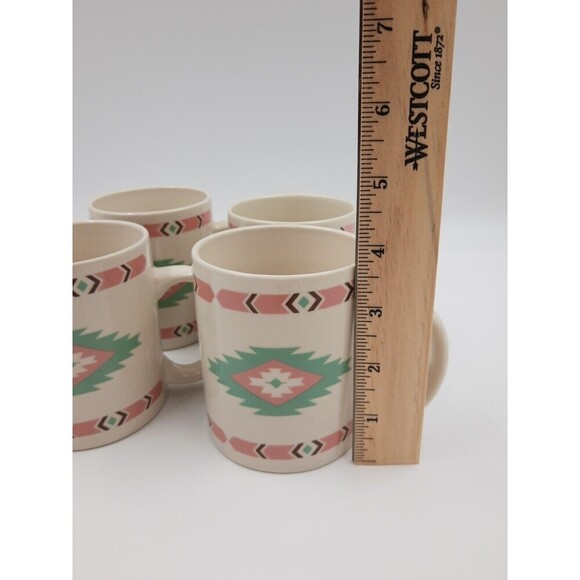 4 Meiwa Table Art Multi Color Aztec Cup Table Art Multicolor Southwest Tribal - Picture 8 of 10